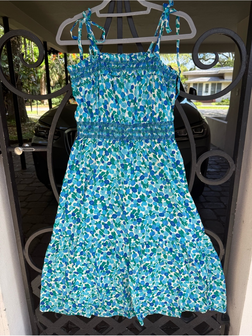 J Crew woman's cotton Blue & Teal Floral Sundress.